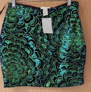 Floral Patterned Skirt - Green and Black